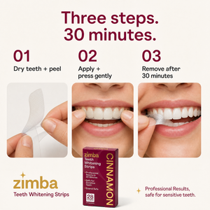 Zimba Teeth Whitening Strips Cinnamon box 3 steps 30 min #cinnamon