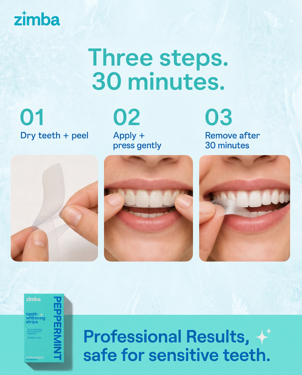 Zimba Teeth Whitening Strips Peppermint 3 steps #peppermint