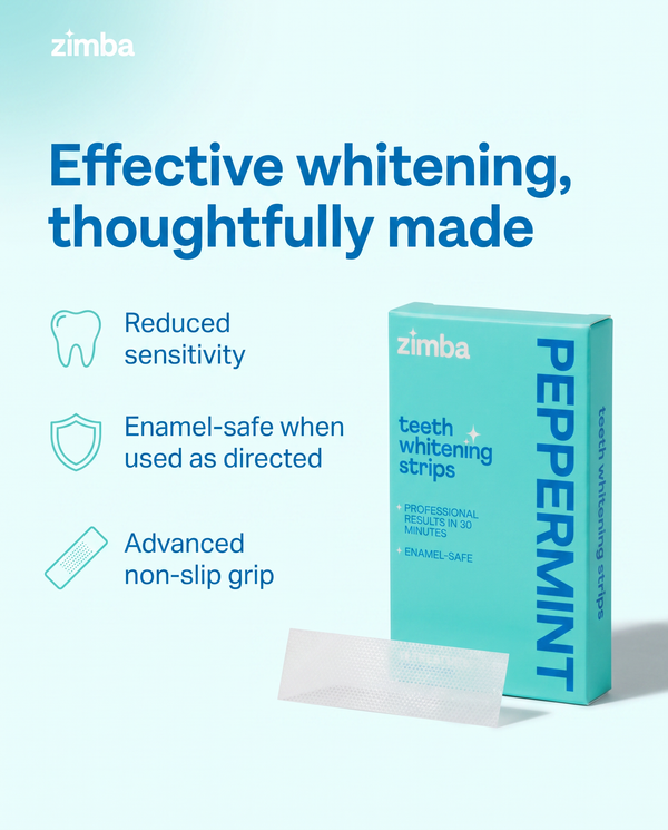 Zimba Teeth Whitening Strips Peppermint box benefits #peppermint